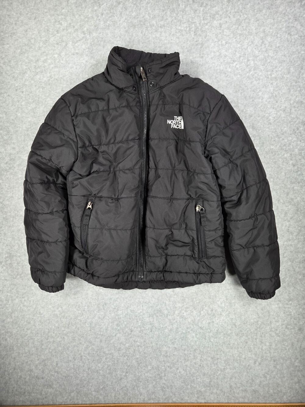 The North Face Boys Medium M 10 Puffer Jacket Chimborazo Black Fleece Lined Coat
